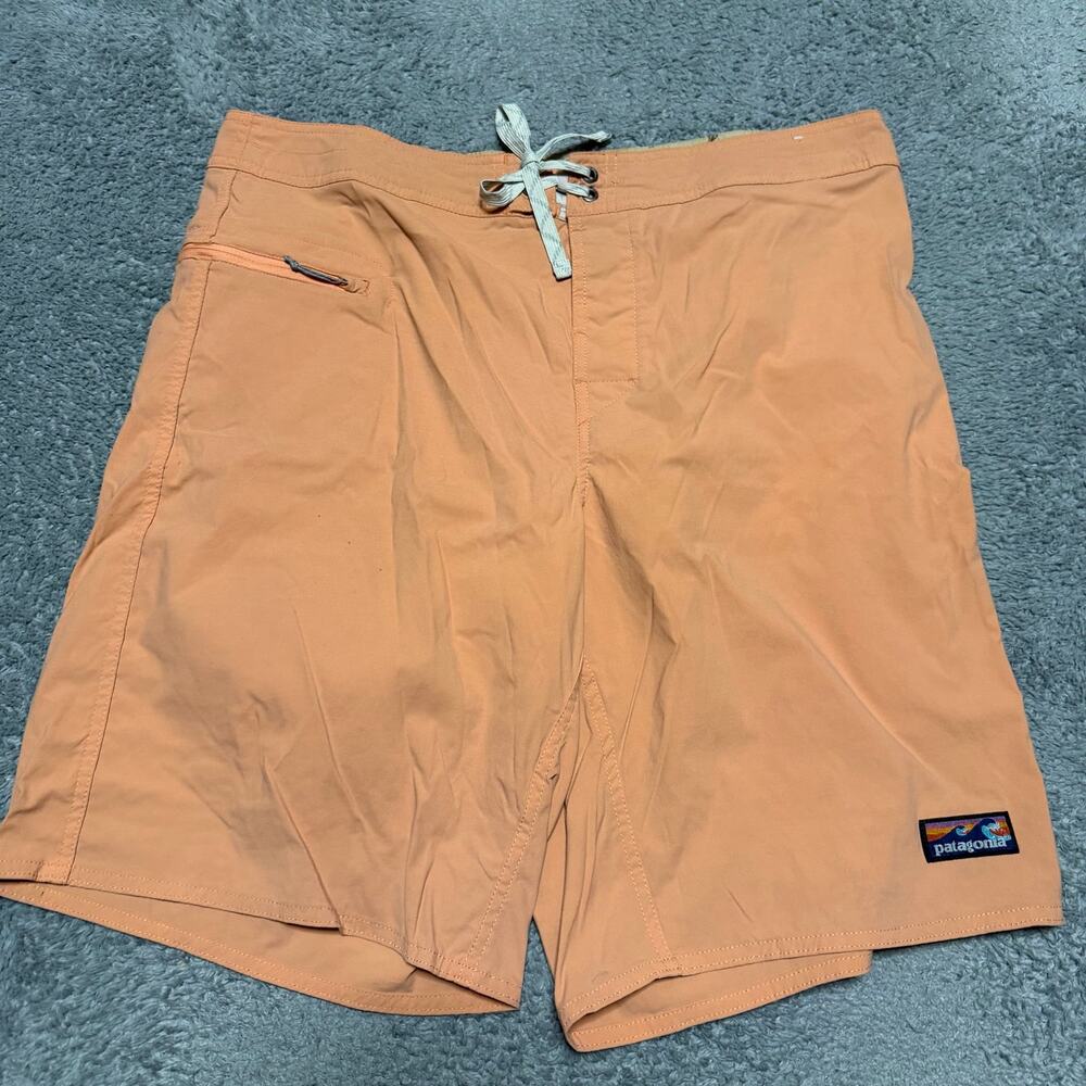 Patagonia Wavefarer Shorts Mens 37 Orange Peach Stretch Boardshorts 86543 Swim